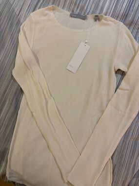 NWT Vince Cream Thermal Crewneck Long Sleeve Top